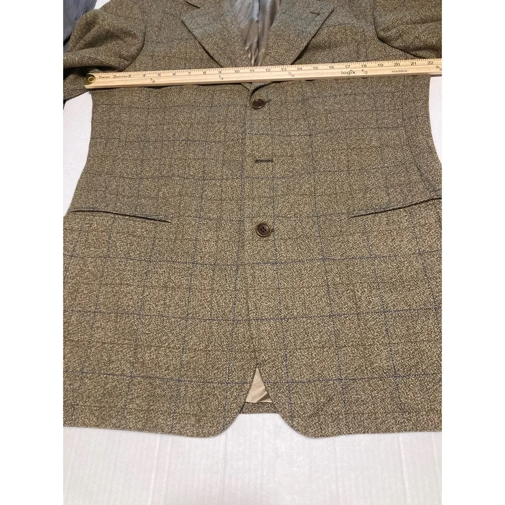 Hugo Boss‎ Einstein Blazer Sport Coat Cashmere Wool 40L Brown Beige Check